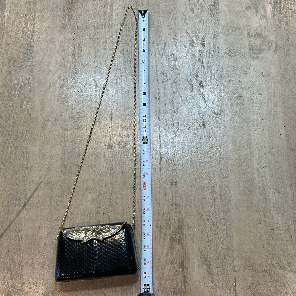 Sasha vintage purse, black with gold tones and rhinestones. - Picture 6 of 6